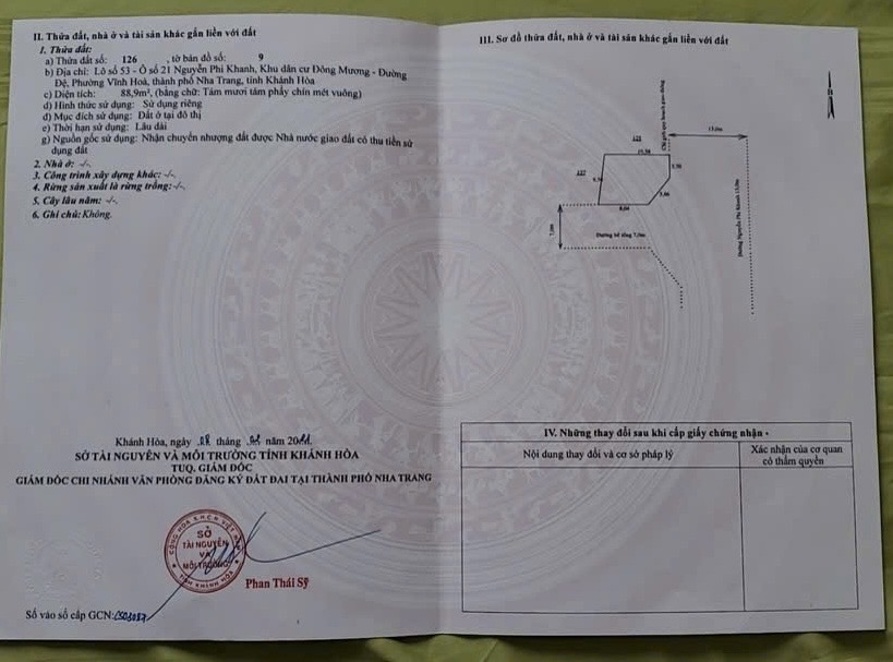 Bán lô đất 2 mặt tiền đường Nguyễn Phi Khanh, Nha Trang