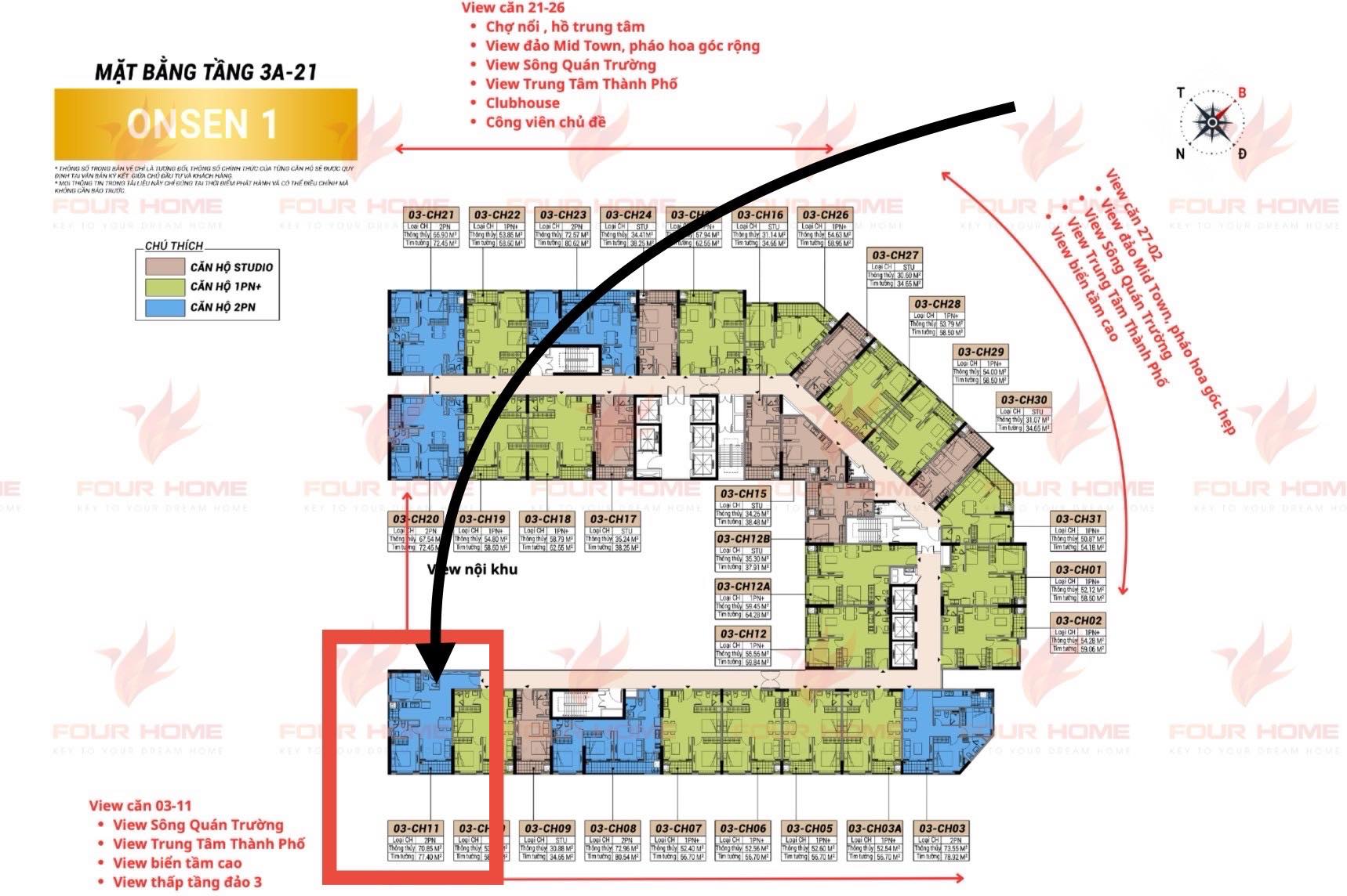 Bán căn Góc 2 Phòng ngủ toà Onsen 1 giá chỉ 5 tỷ 750tr.