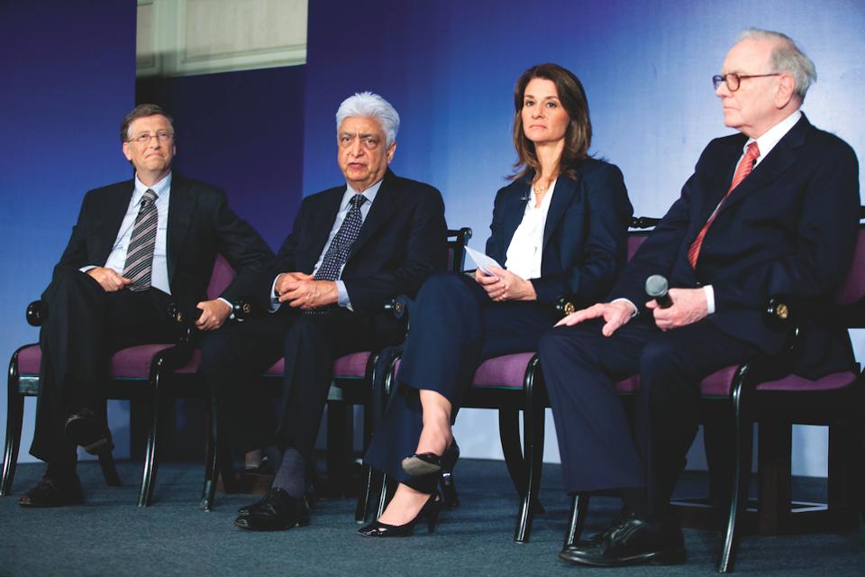 Bill Gates, Azim Premji, Melinda Gates and Warren Buffett in 2011